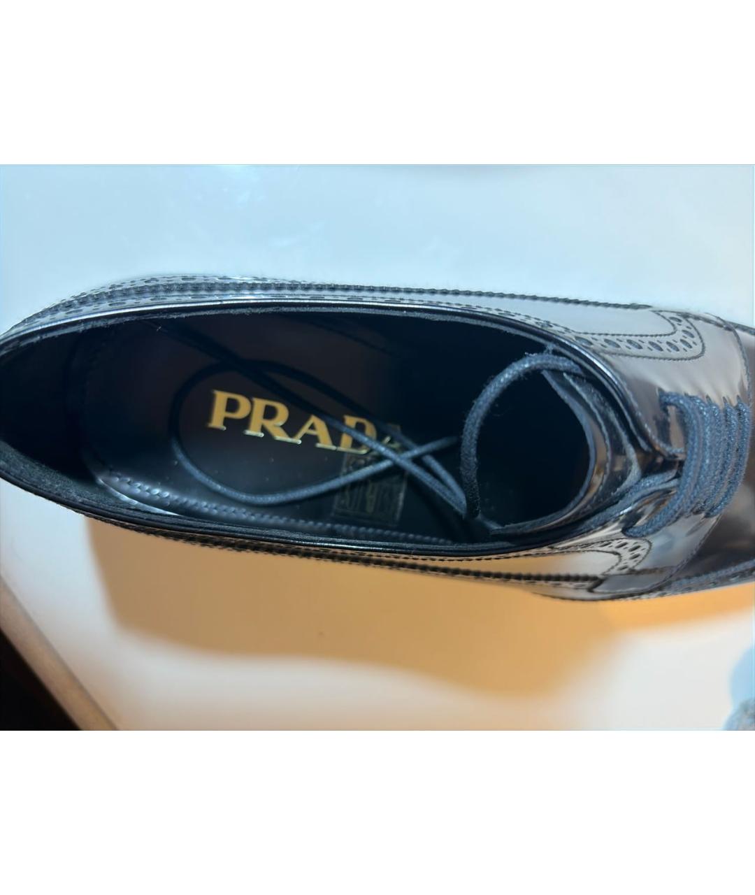 PRADA Черные кожаные низкие ботинки, фото 7