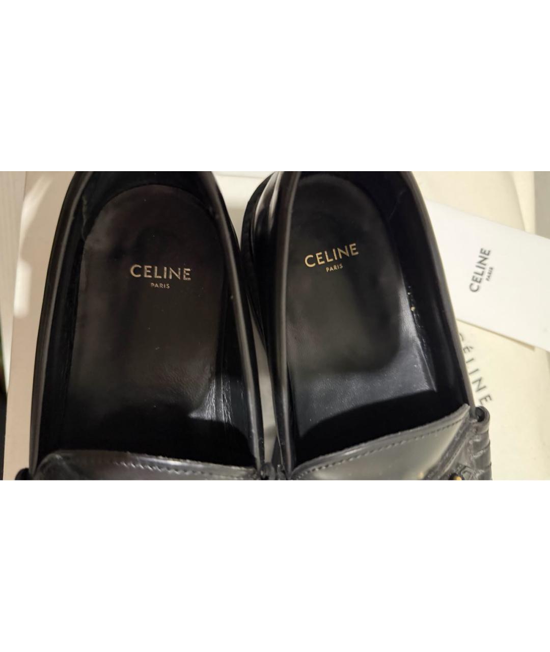CELINE Черные кожаные лоферы, фото 6