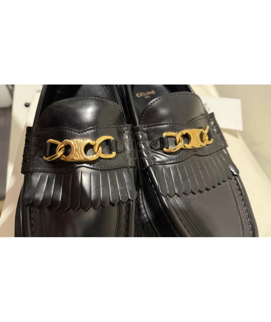 CELINE Черные кожаные лоферы, фото 4