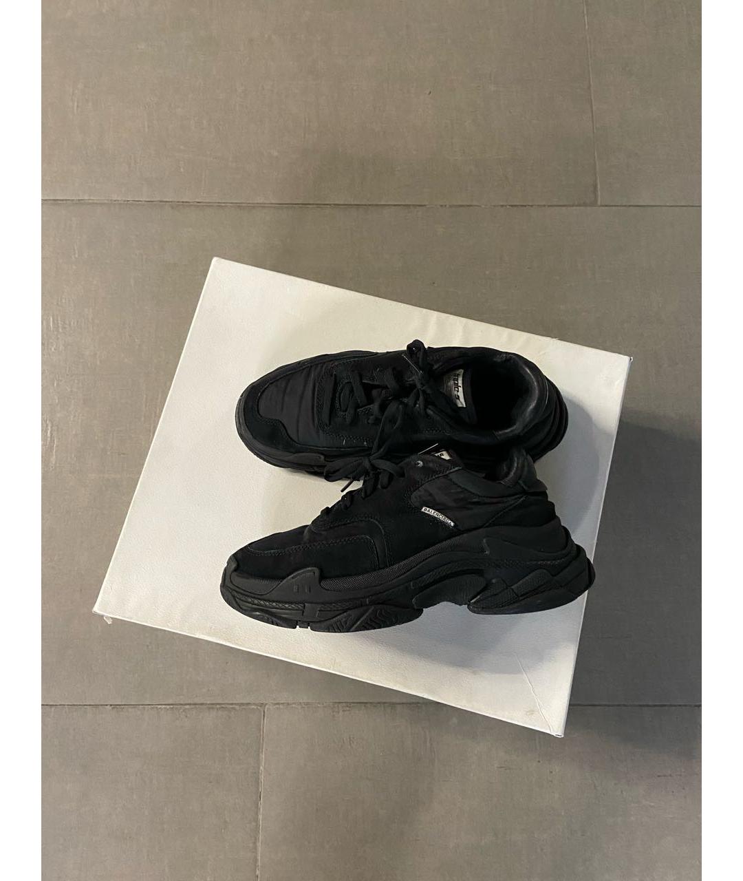 BALENCIAGA Черные кожаные низкие кроссовки / кеды, фото 8