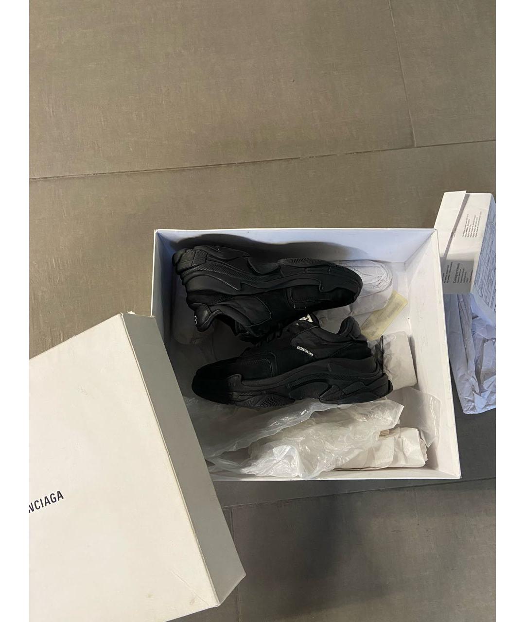 BALENCIAGA Черные кожаные низкие кроссовки / кеды, фото 5