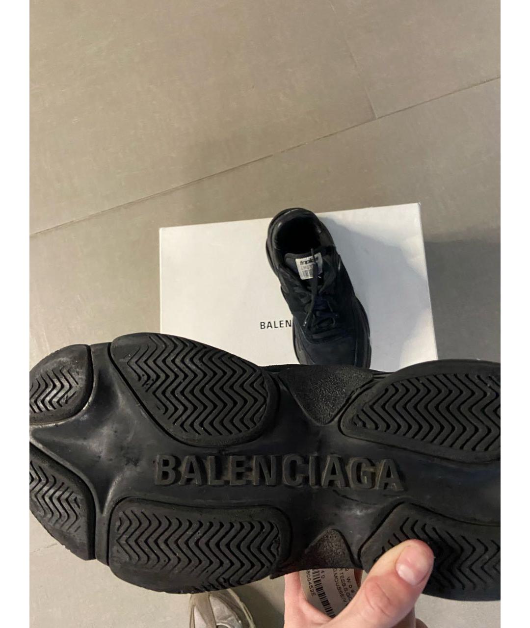 BALENCIAGA Черные кожаные низкие кроссовки / кеды, фото 6