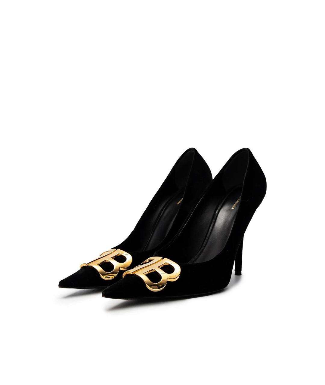 BALENCIAGA Черные бархатные туфли, фото 2