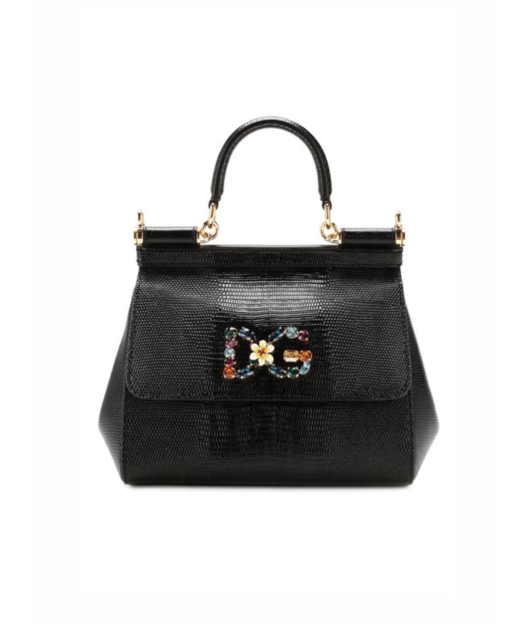 DOLCE&GABBANA Черная кожаная сумка тоут, фото 6