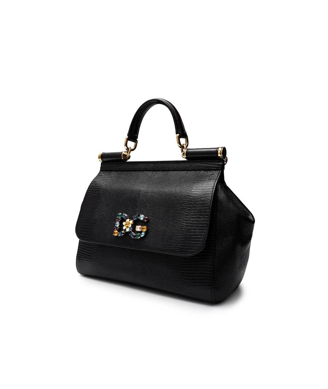 DOLCE&GABBANA Черная кожаная сумка тоут, фото 3