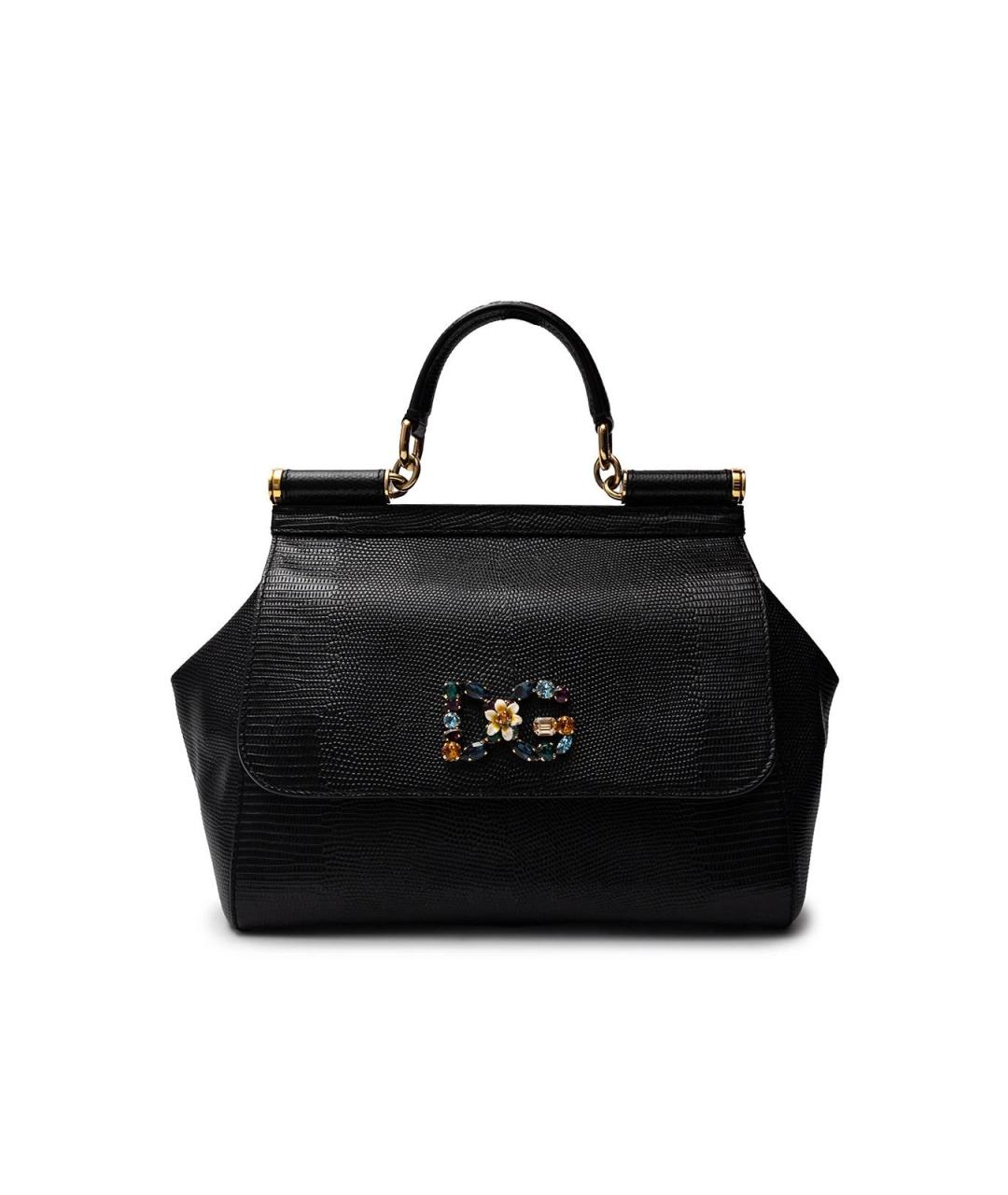 DOLCE&GABBANA Черная кожаная сумка тоут, фото 2