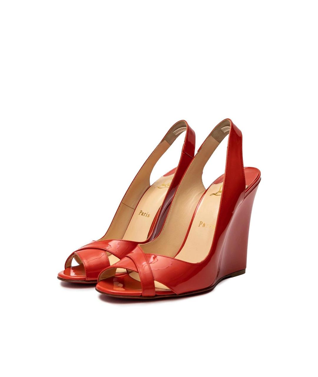 CHRISTIAN LOUBOUTIN Красные кожаные босоножки, фото 2