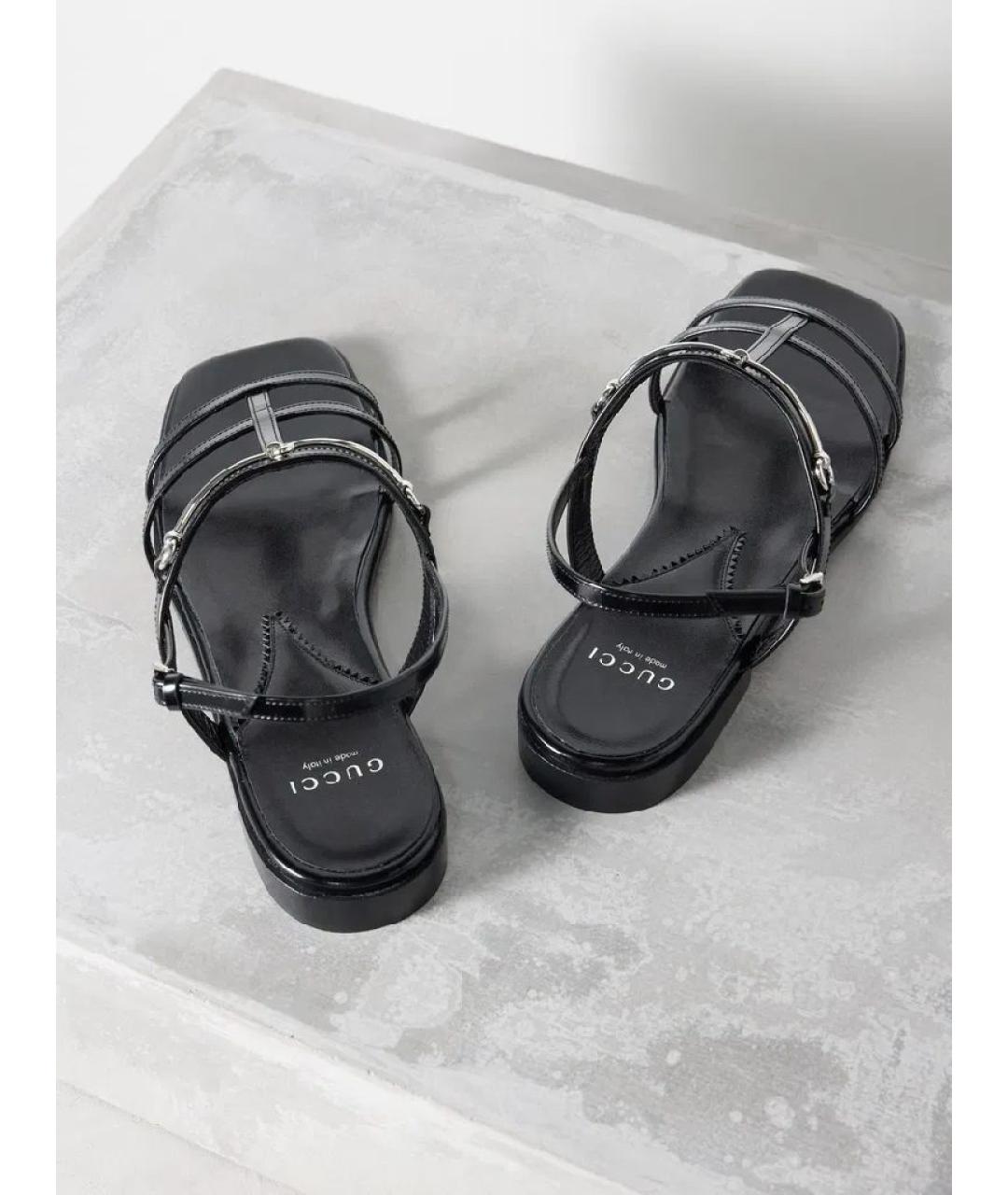 GUCCI Черные сандалии из лакированной кожи, фото 9