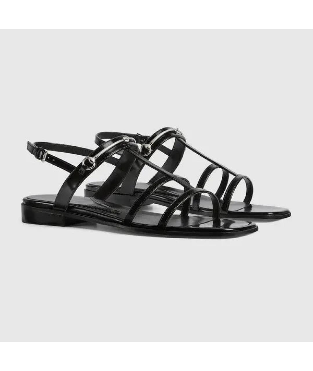 GUCCI Черные сандалии из лакированной кожи, фото 10