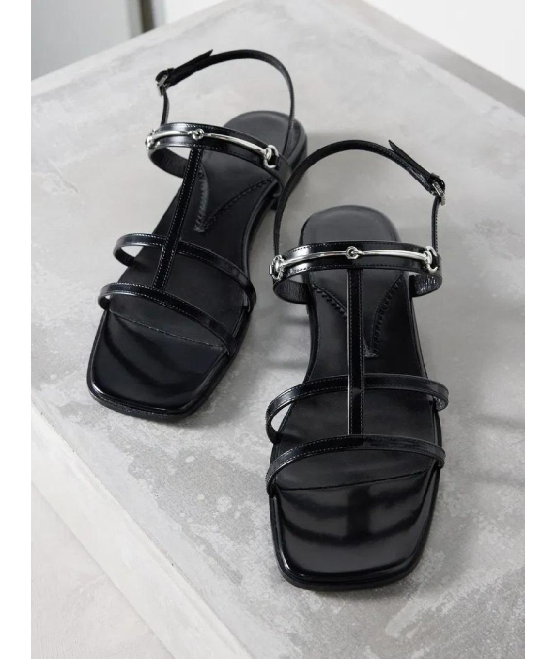 GUCCI Черные сандалии из лакированной кожи, фото 7