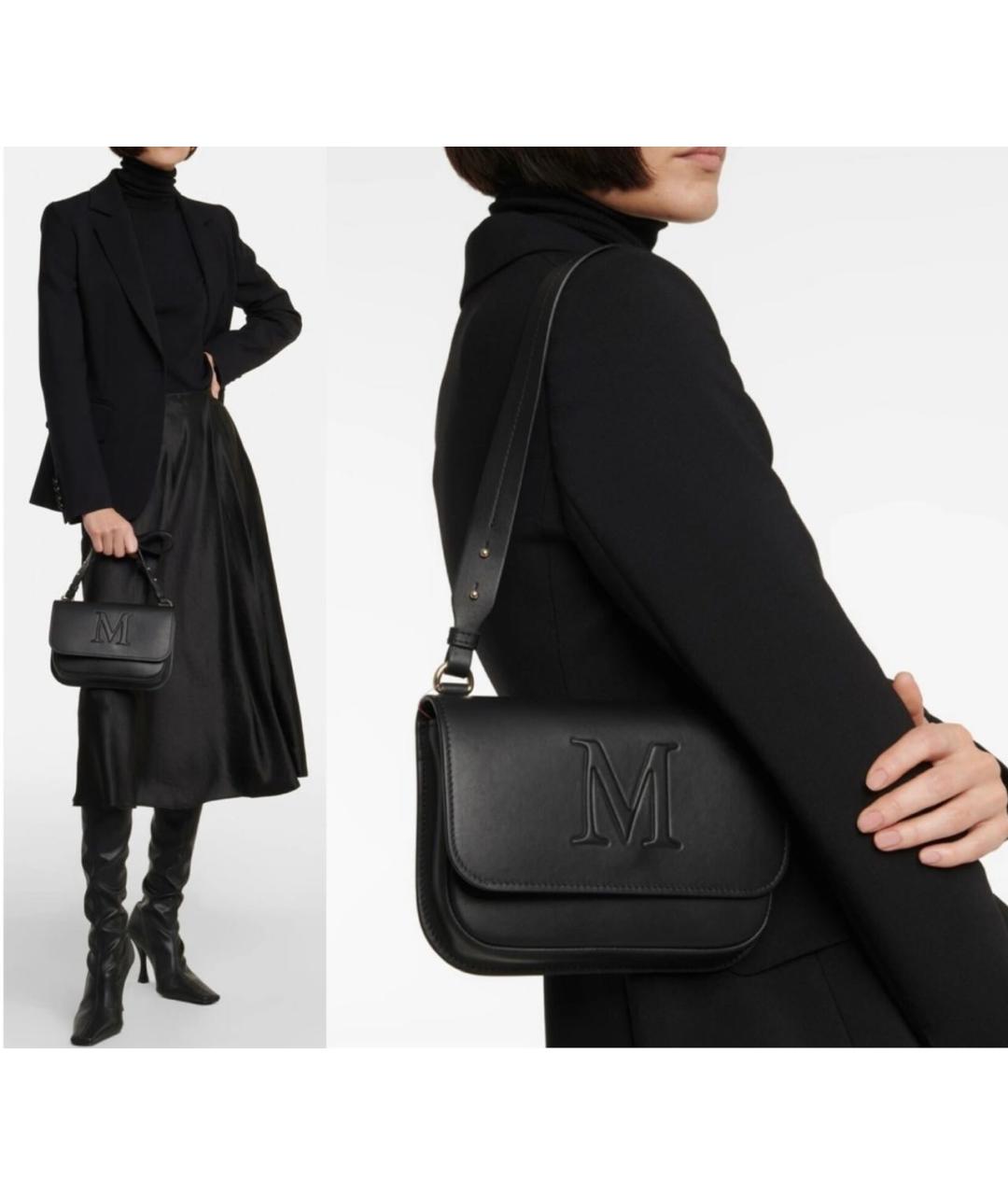 MAX MARA Черная кожаная сумка через плечо, фото 8