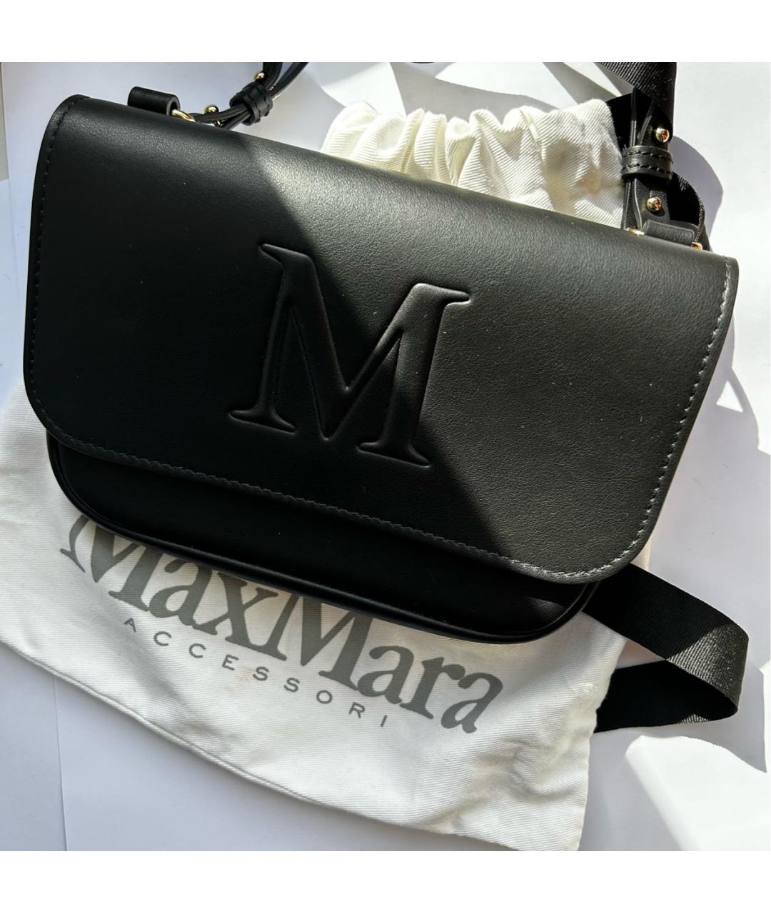 MAX MARA Черная кожаная сумка через плечо, фото 5