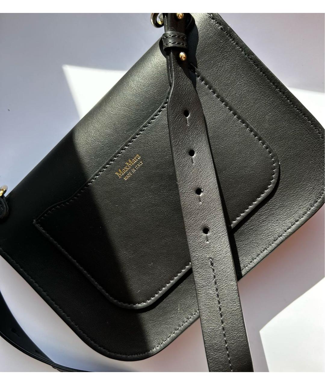 MAX MARA Черная кожаная сумка через плечо, фото 2