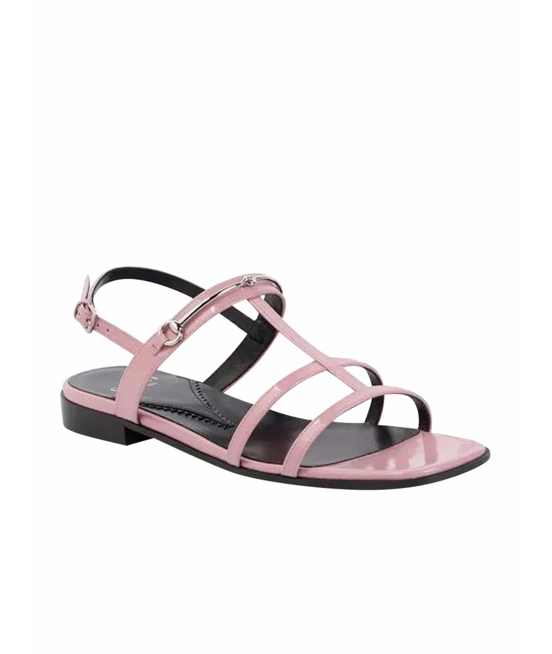 GUCCI Розовые сандалии из лакированной кожи, фото 1