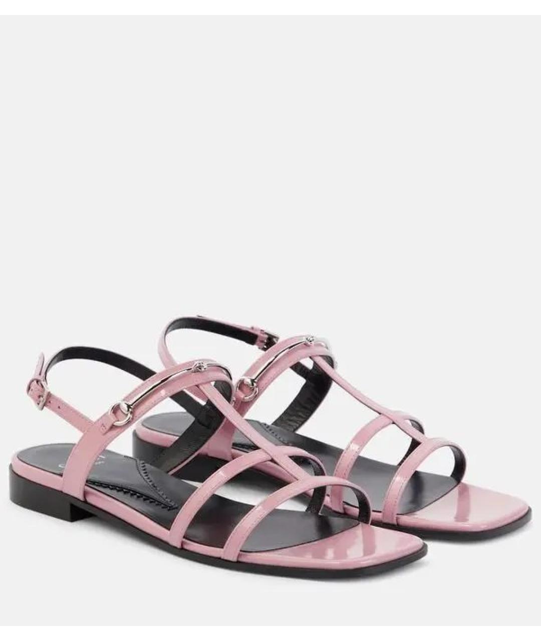 GUCCI Розовые сандалии из лакированной кожи, фото 9
