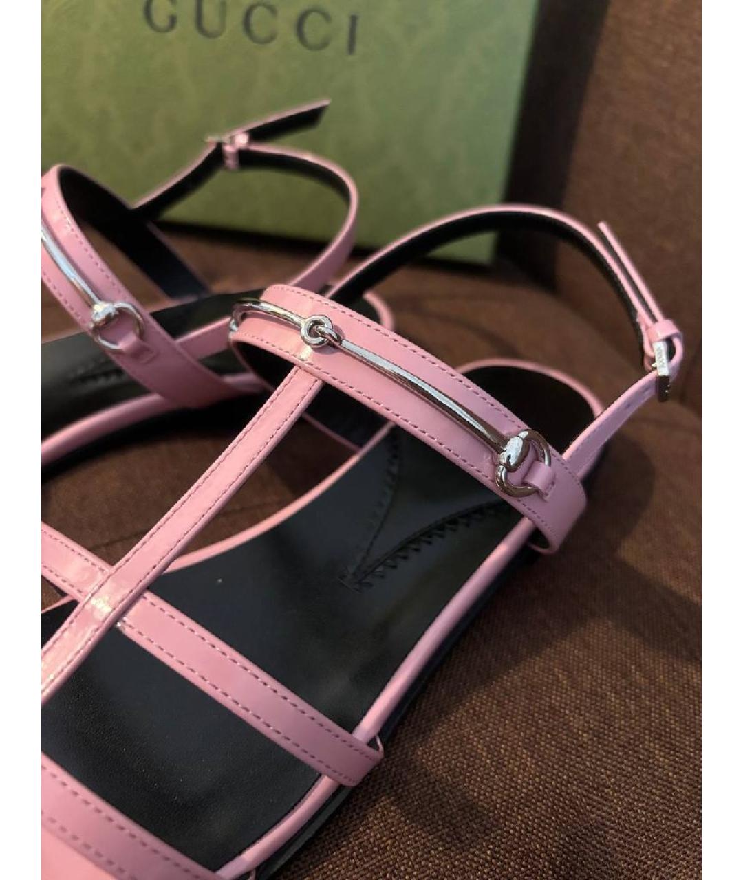 GUCCI Розовые сандалии из лакированной кожи, фото 4