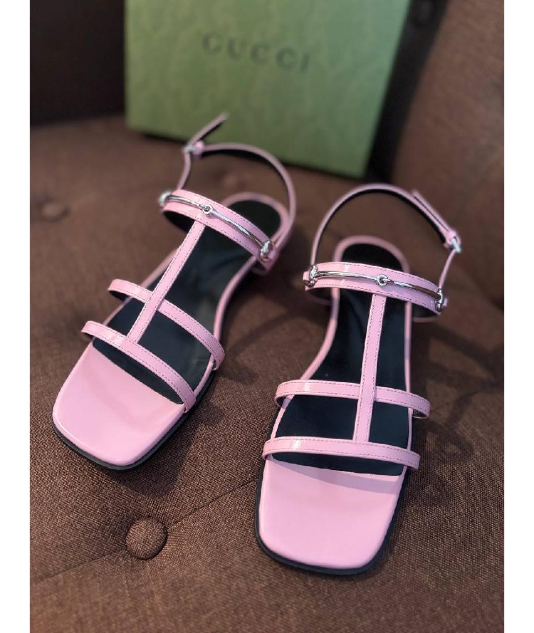 GUCCI Розовые сандалии из лакированной кожи, фото 3