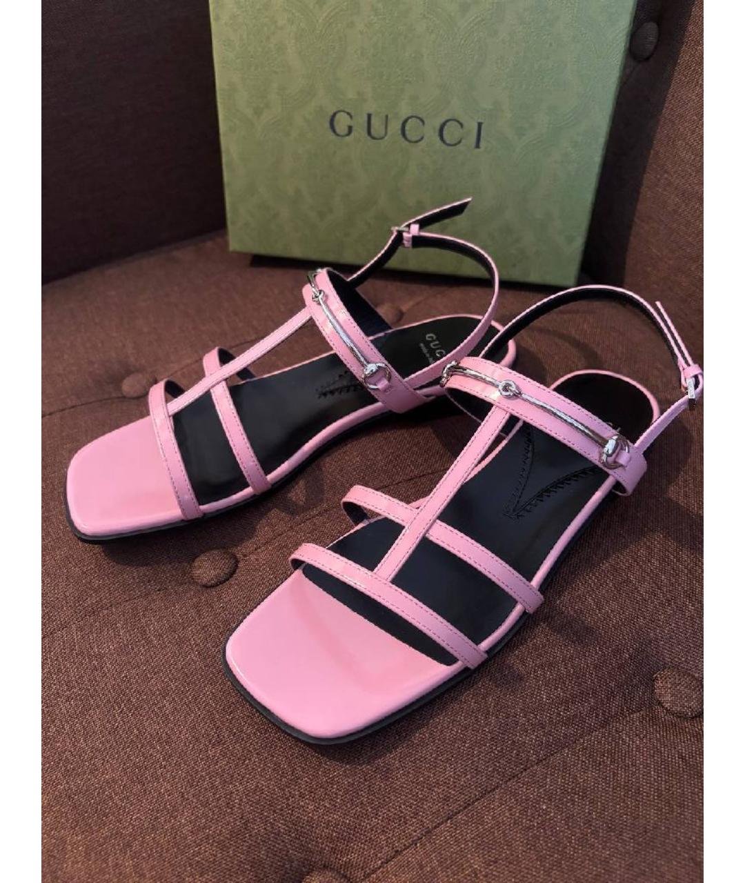 GUCCI Розовые сандалии из лакированной кожи, фото 2