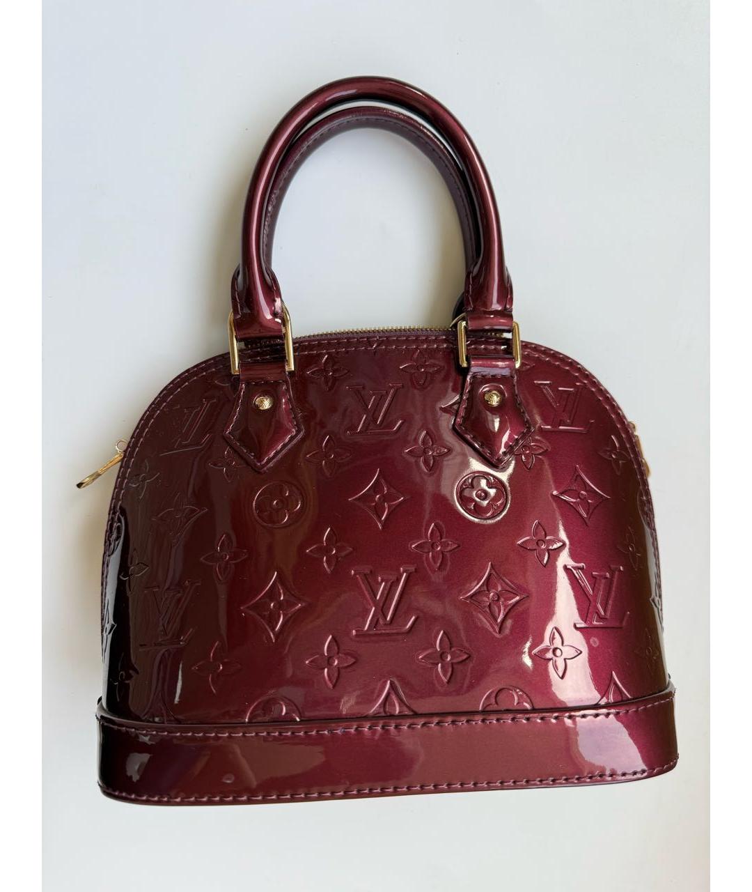 LOUIS VUITTON Бордовая сумка с короткими ручками из лакированной кожи, фото 3