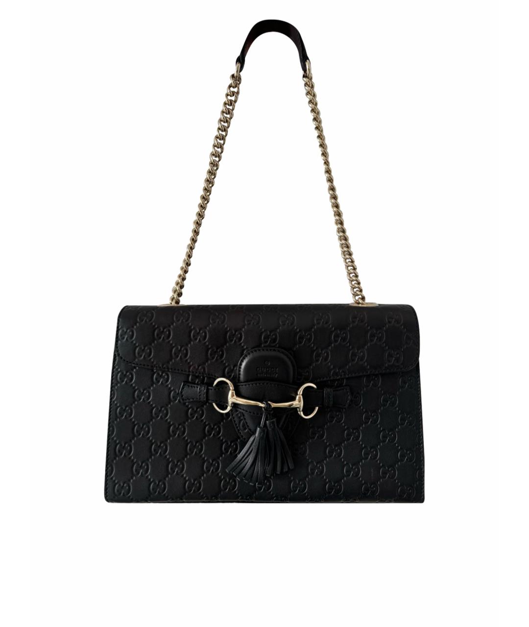 GUCCI Черная кожаная сумка с короткими ручками, фото 1