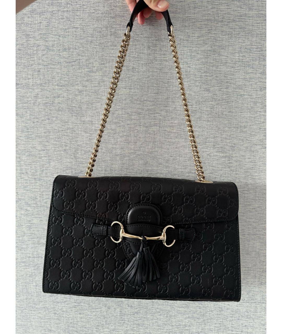 GUCCI Черная кожаная сумка с короткими ручками, фото 9
