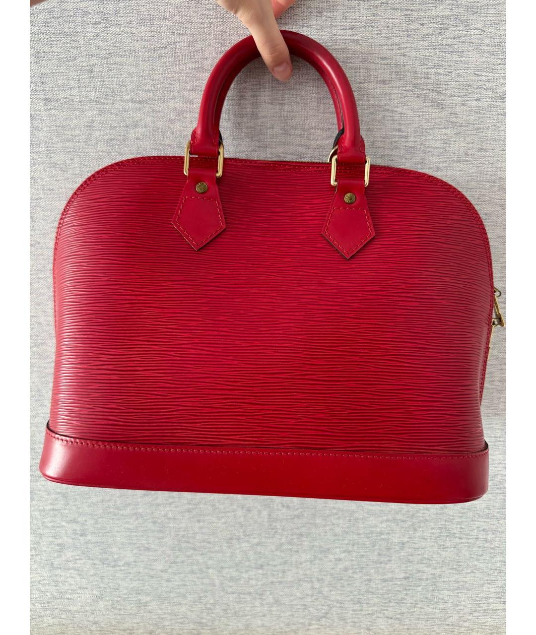 LOUIS VUITTON Красная кожаная сумка с короткими ручками, фото 3