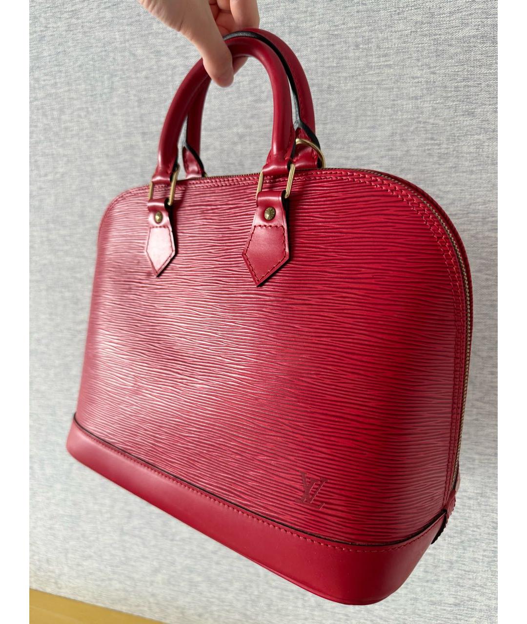 LOUIS VUITTON Красная кожаная сумка с короткими ручками, фото 2