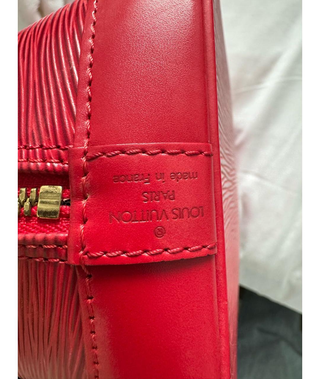 LOUIS VUITTON Красная кожаная сумка с короткими ручками, фото 7
