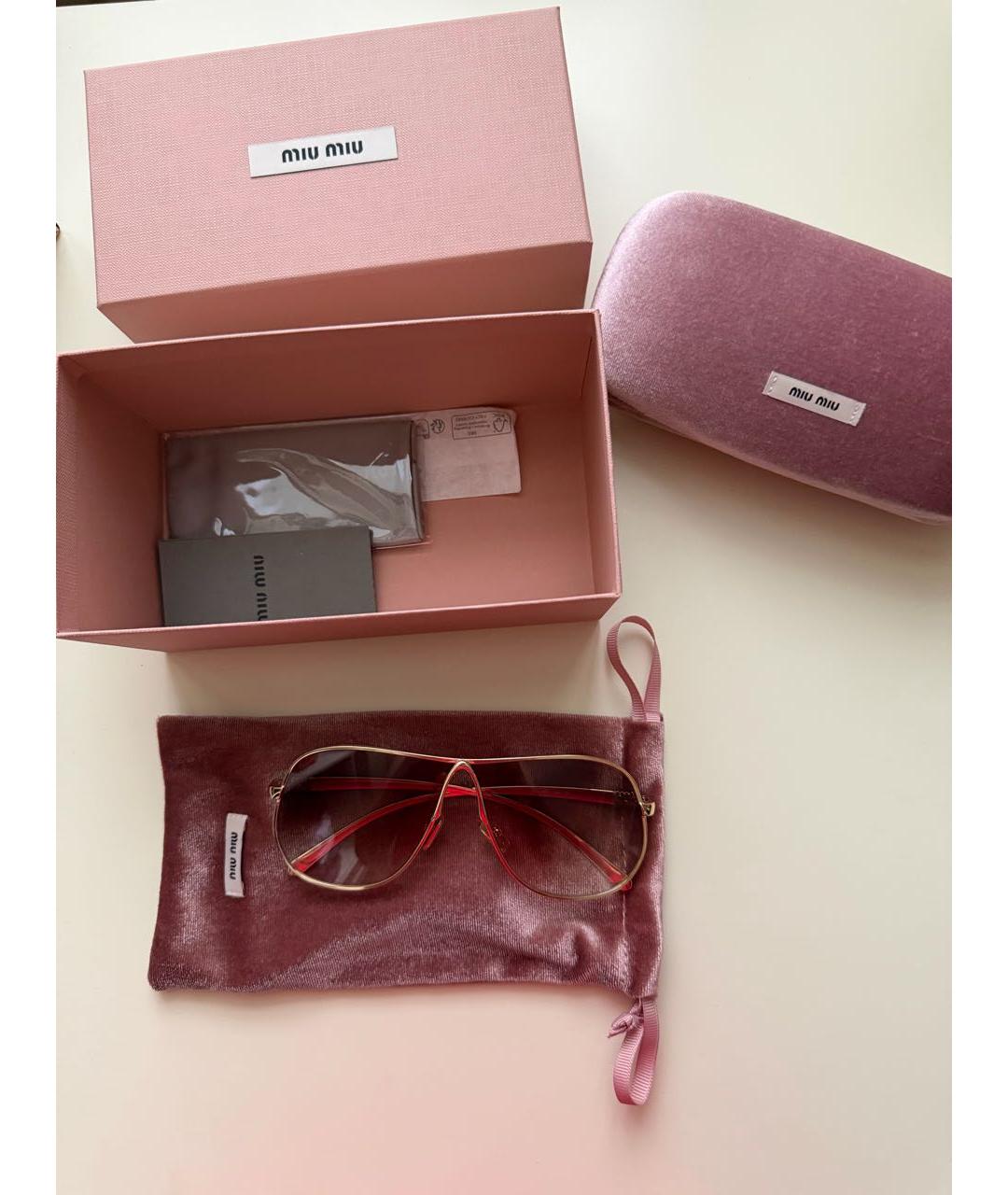 MIU MIU Золотые металлические солнцезащитные очки, фото 4
