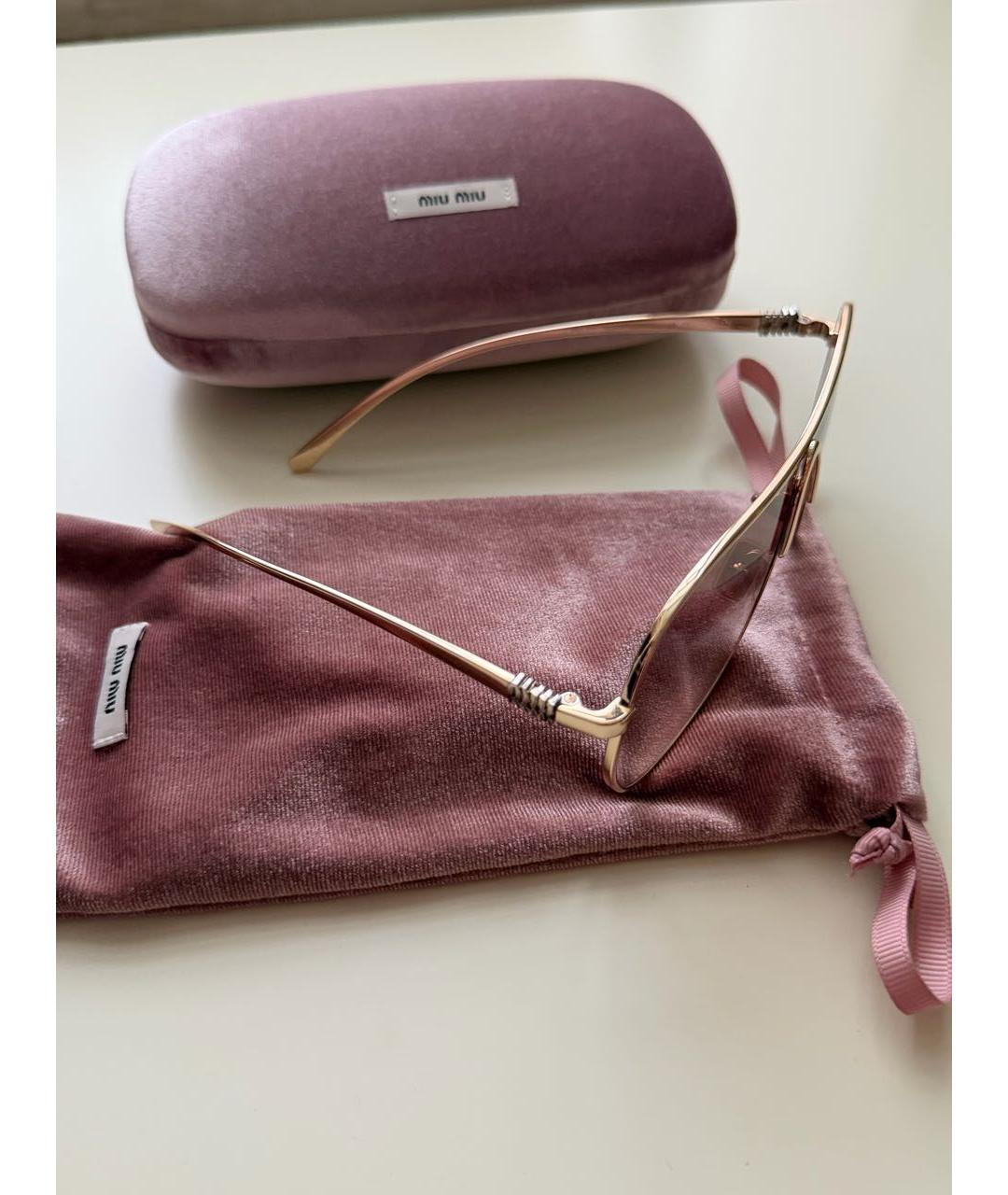 MIU MIU Золотые металлические солнцезащитные очки, фото 2