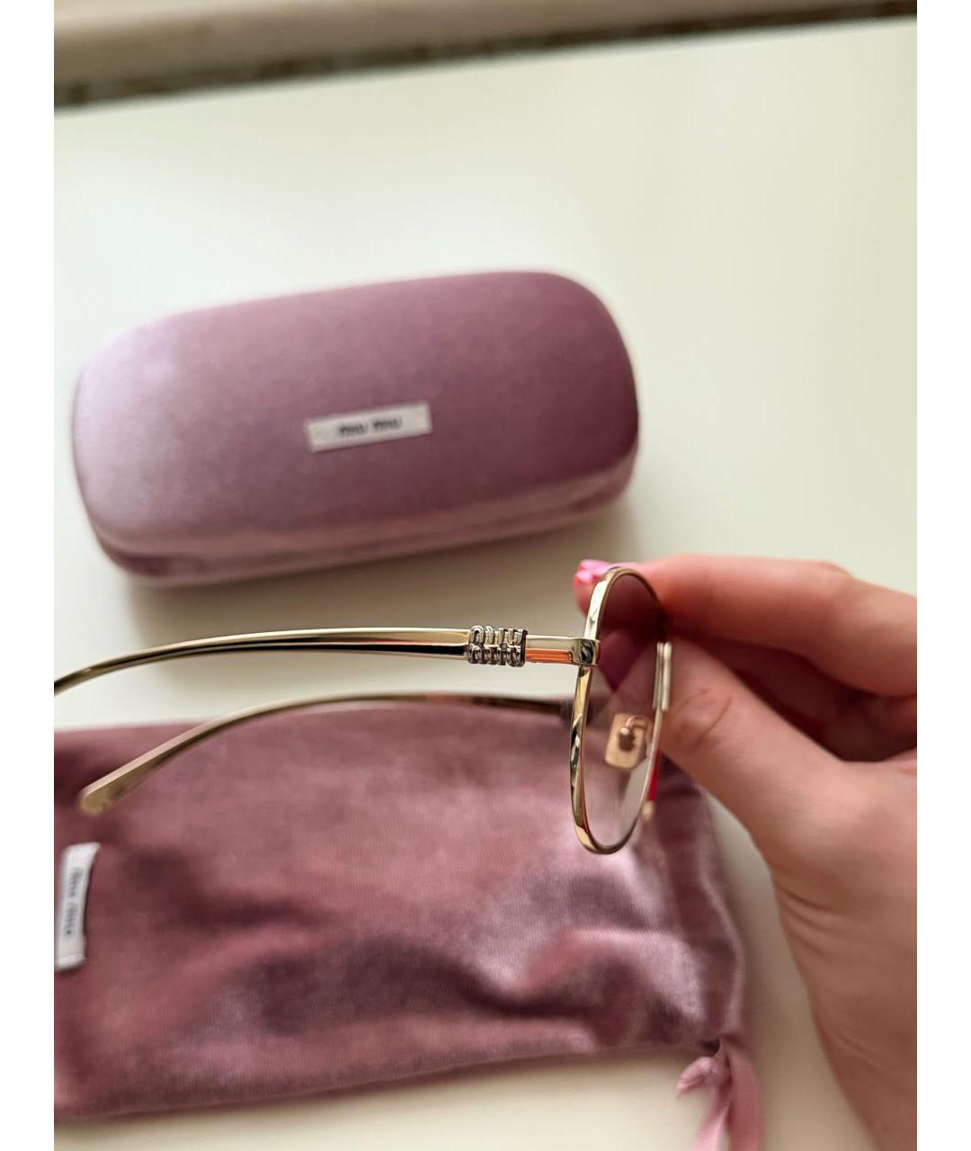 MIU MIU Золотые металлические солнцезащитные очки, фото 3