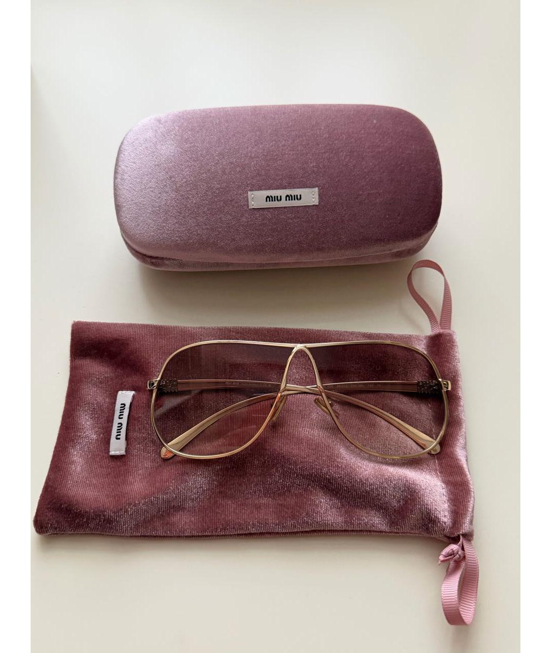 MIU MIU Золотые металлические солнцезащитные очки, фото 5