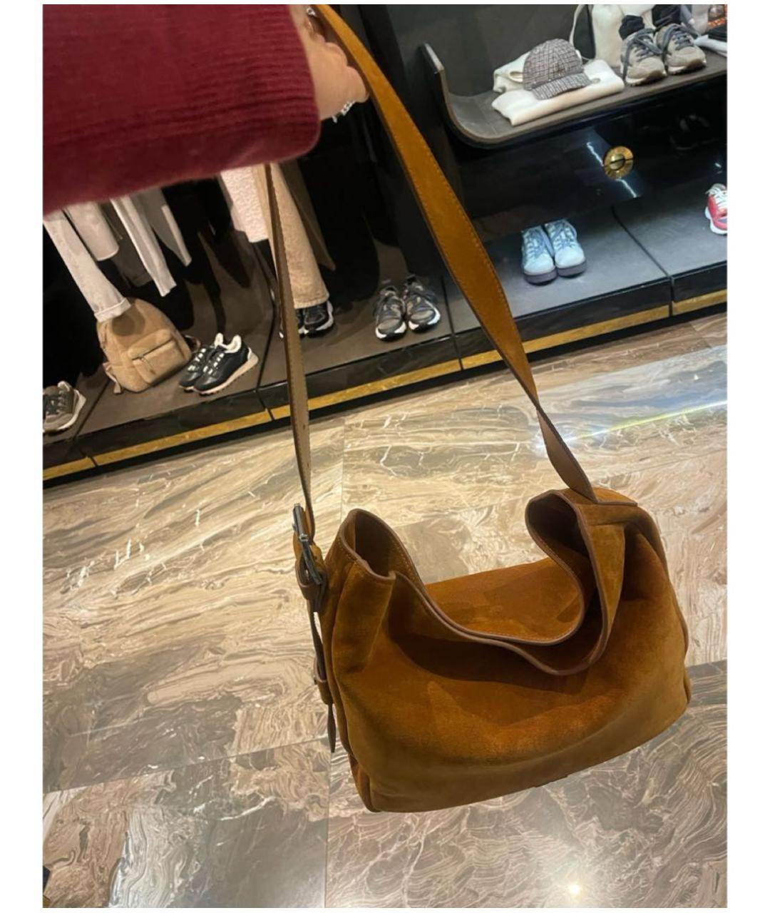 KITON Коричневая замшевая сумка через плечо, фото 3