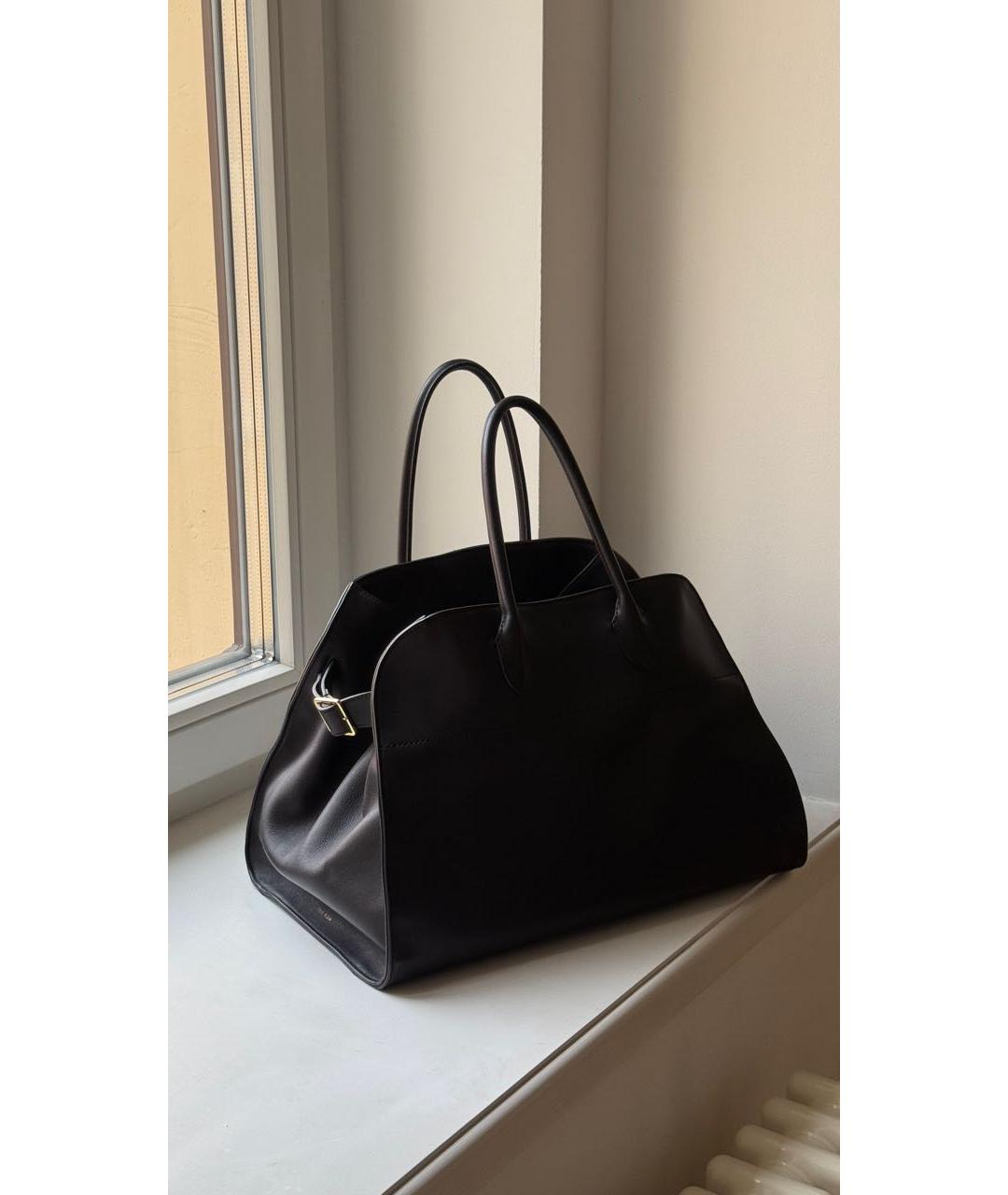 THE ROW Черная кожаная сумка с короткими ручками, фото 3