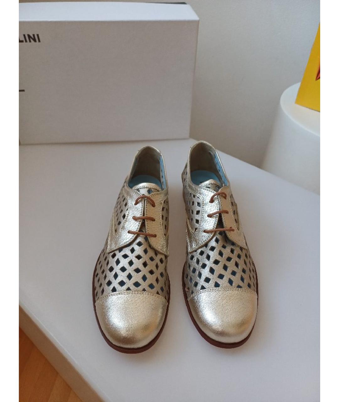 POLLINI Золотые кожаные брогги и оксфорды, фото 6