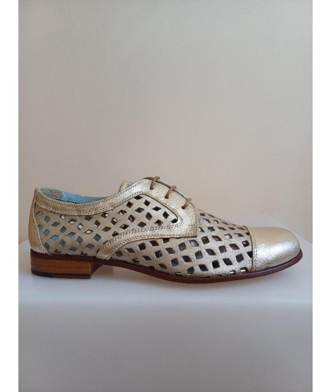 POLLINI Золотые кожаные брогги и оксфорды, фото 9