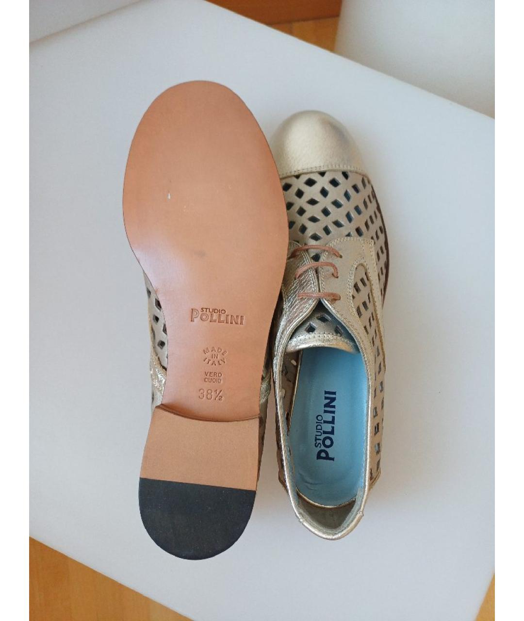 POLLINI Золотые кожаные брогги и оксфорды, фото 8