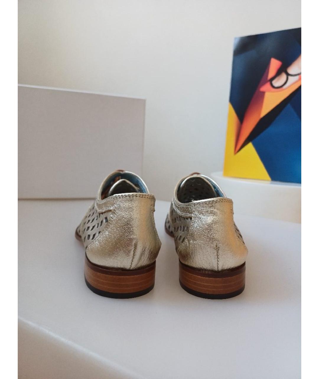 POLLINI Золотые кожаные брогги и оксфорды, фото 7