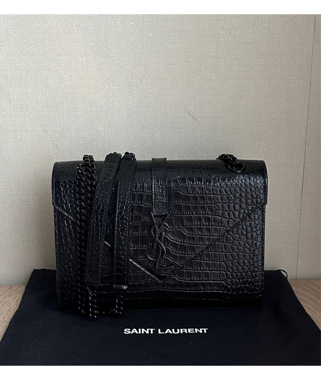 SAINT LAURENT Черная кожаная сумка через плечо, фото 8