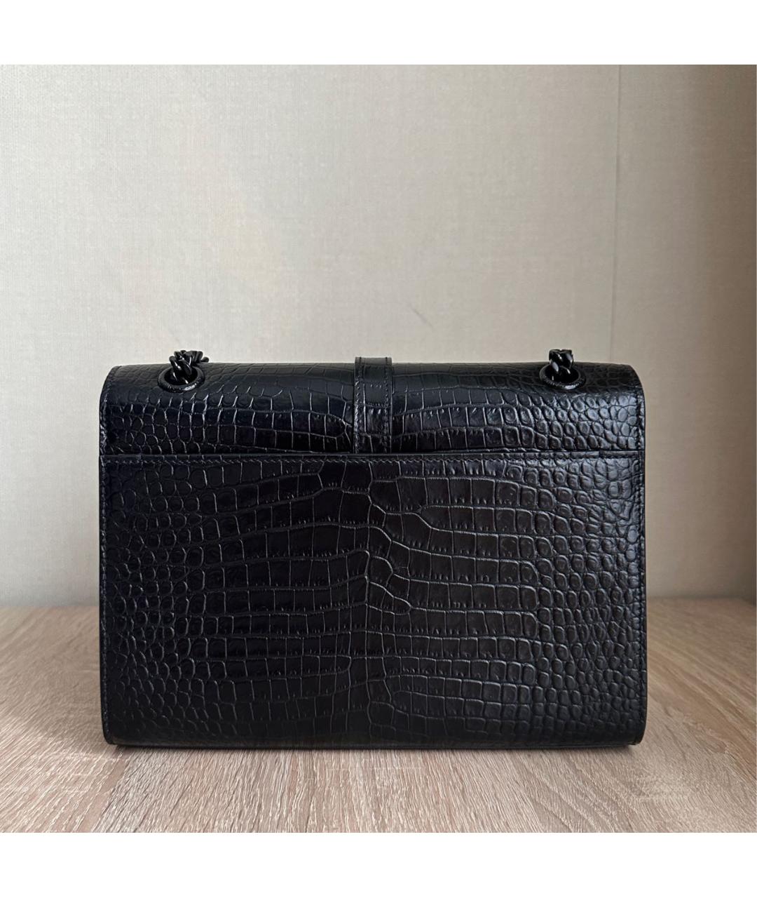 SAINT LAURENT Черная кожаная сумка через плечо, фото 3