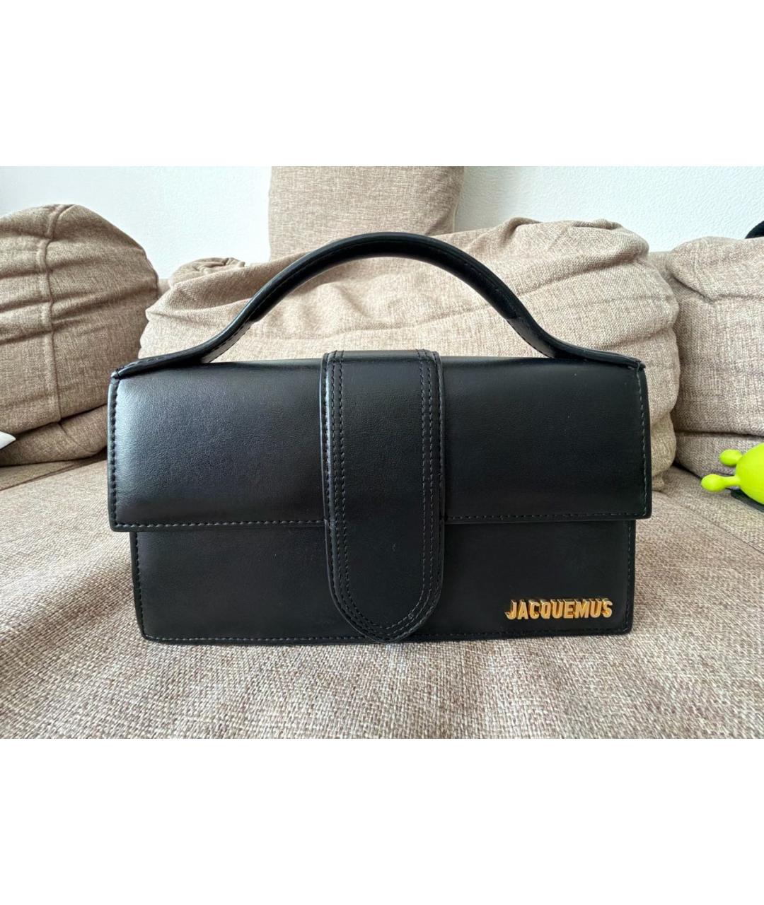 JACQUEMUS Черная кожаная сумка с короткими ручками, фото 9