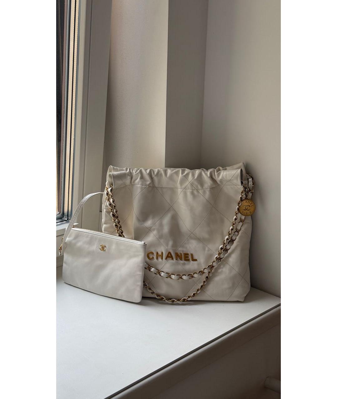 CHANEL Белая кожаная сумка тоут, фото 2