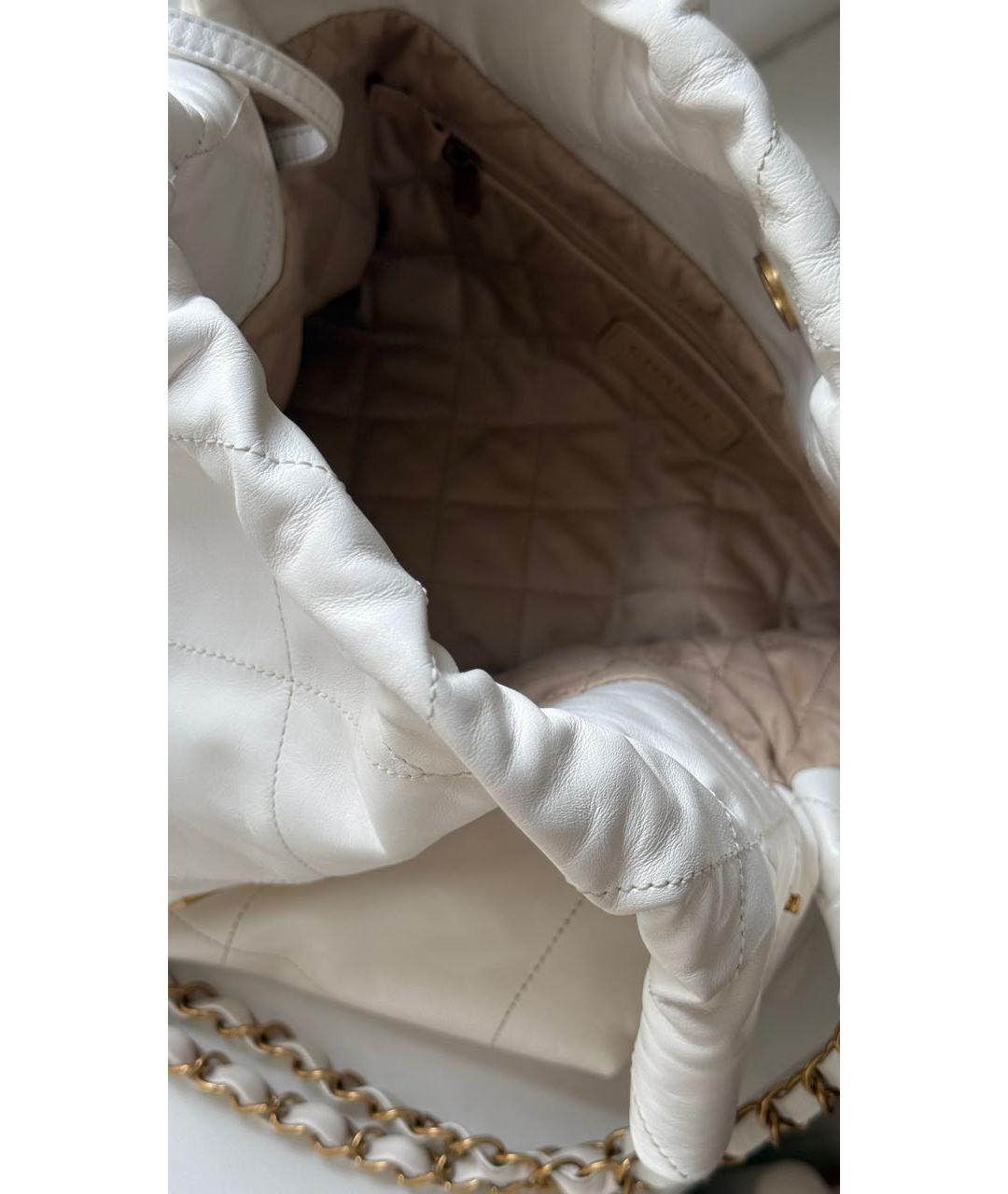 CHANEL Белая кожаная сумка тоут, фото 4
