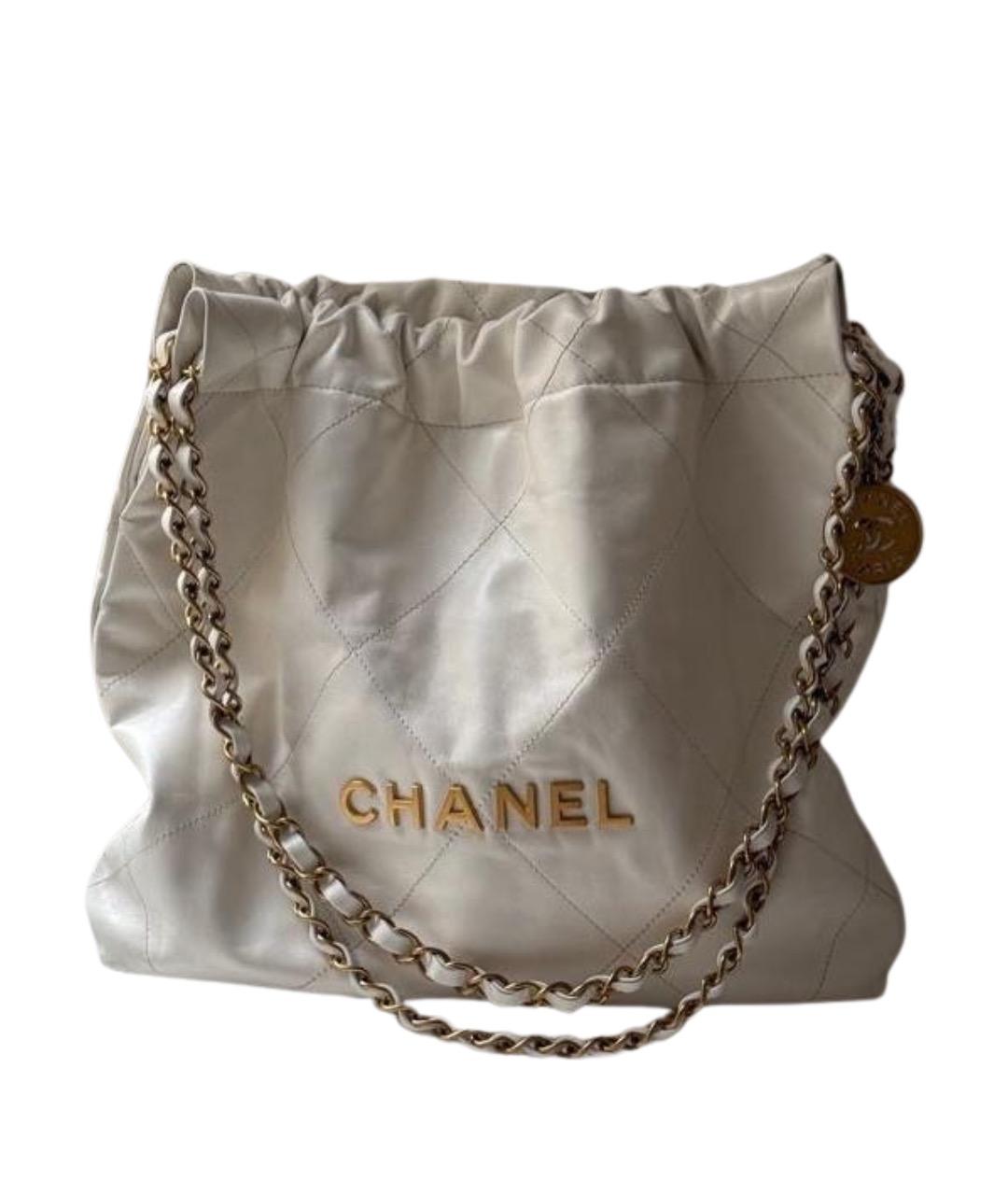 CHANEL Белая кожаная сумка тоут, фото 1
