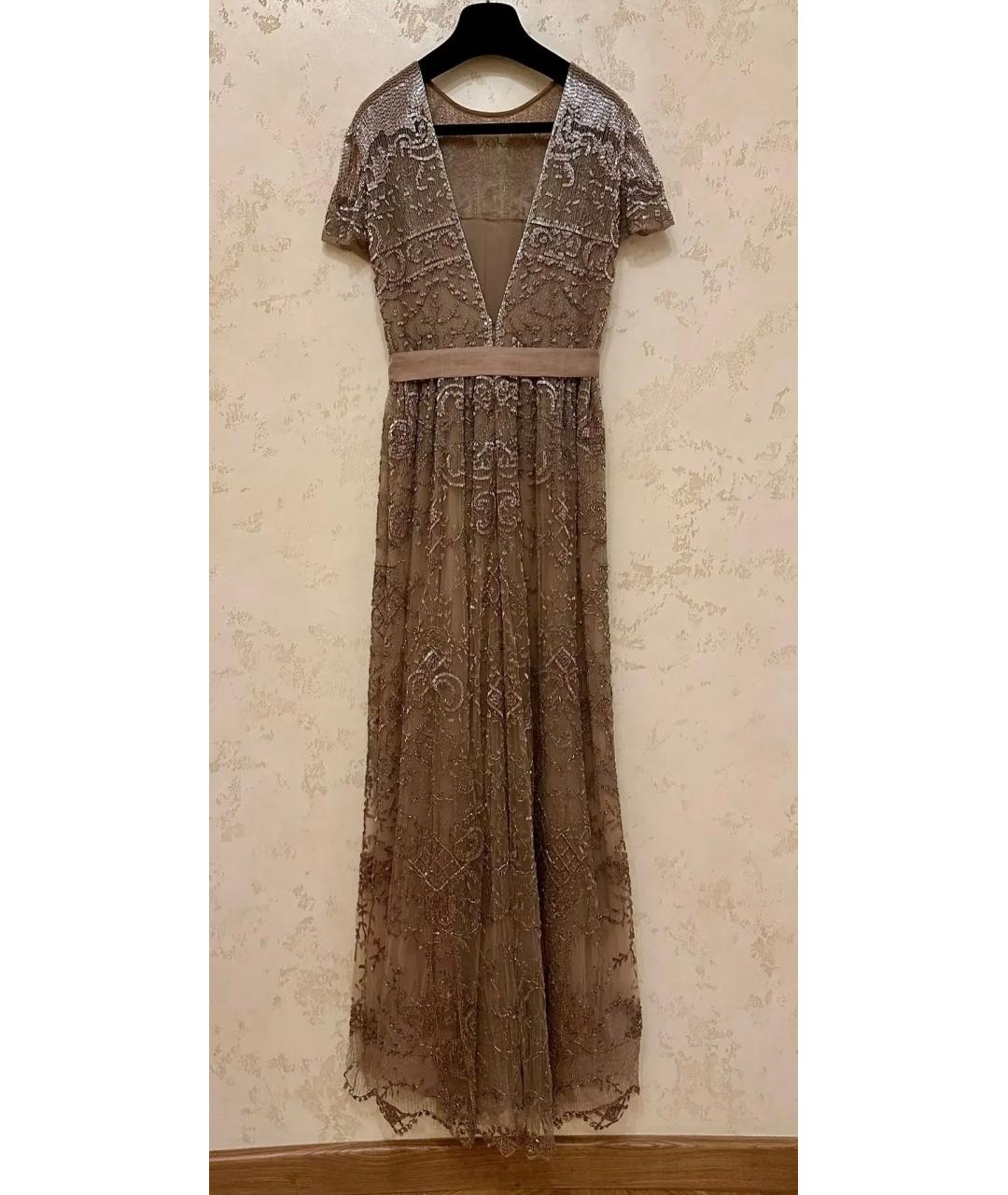 VALENTINO Бежевое шелковое вечернее платье, фото 4
