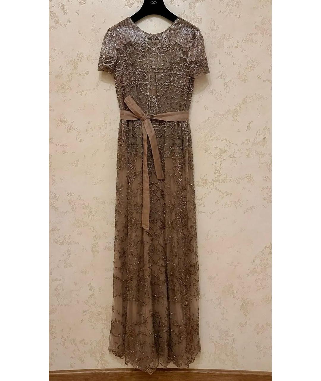 VALENTINO Бежевое шелковое вечернее платье, фото 9
