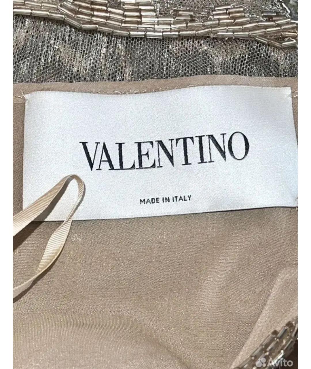VALENTINO Бежевое шелковое вечернее платье, фото 2