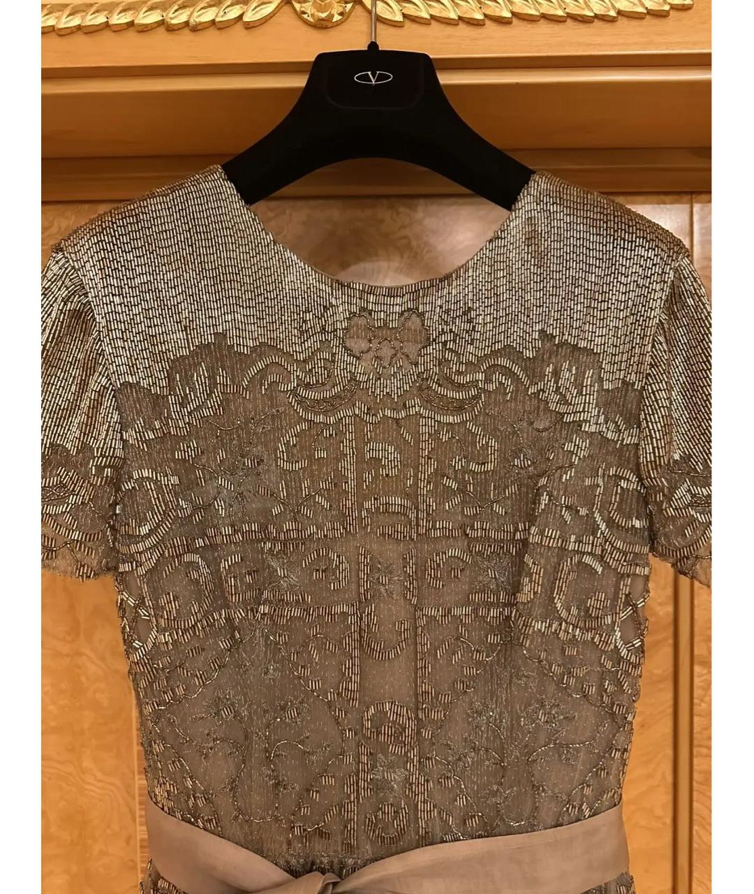 VALENTINO Бежевое шелковое вечернее платье, фото 3