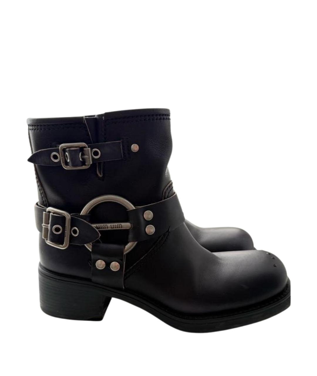 MIU MIU Черные кожаные полусапоги, фото 1