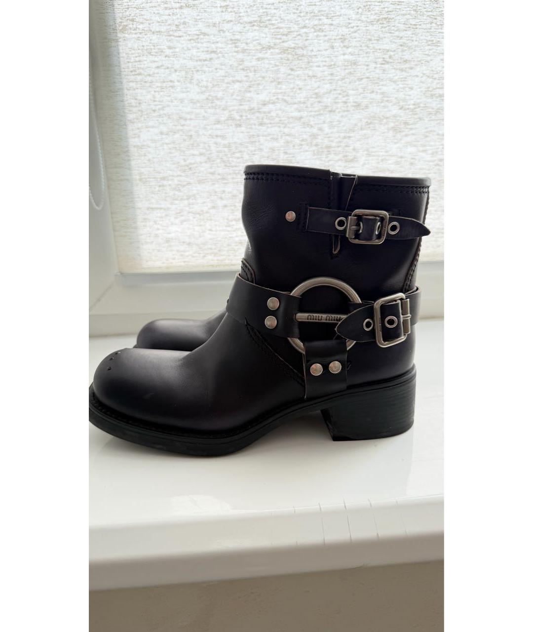 MIU MIU Черные кожаные полусапоги, фото 7